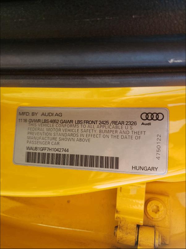 2017 AUDI S3 PREMIUM WAUB1GFF7H1042744