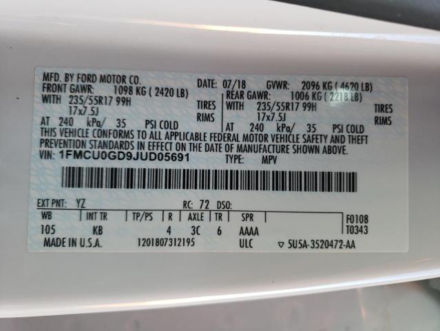 2018 FORD ESCAPE SE 1FMCU0GD9JUD05691