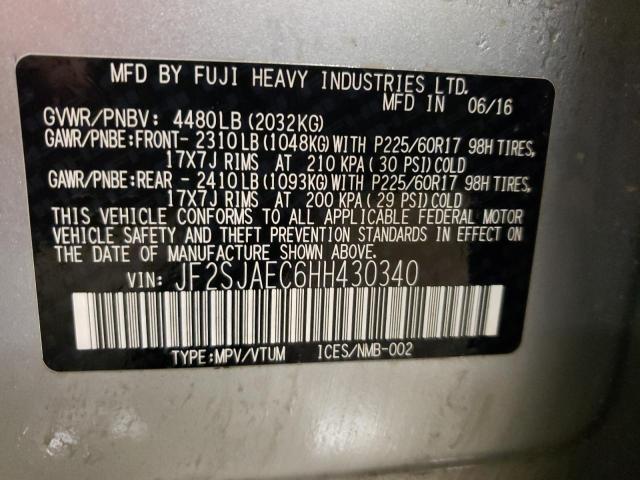 2017 SUBARU FORESTER 2 - JF2SJAEC6HH430340