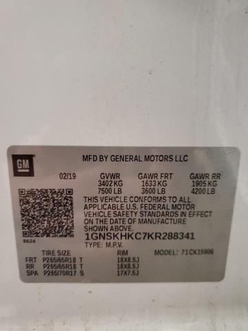 2019 CHEVROLET SUBURBAN K 1GNSKHKC7KR288341