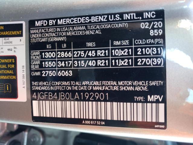 2020 MERCEDES-BENZ GLE 350 - 4JGFB4JB0LA192901