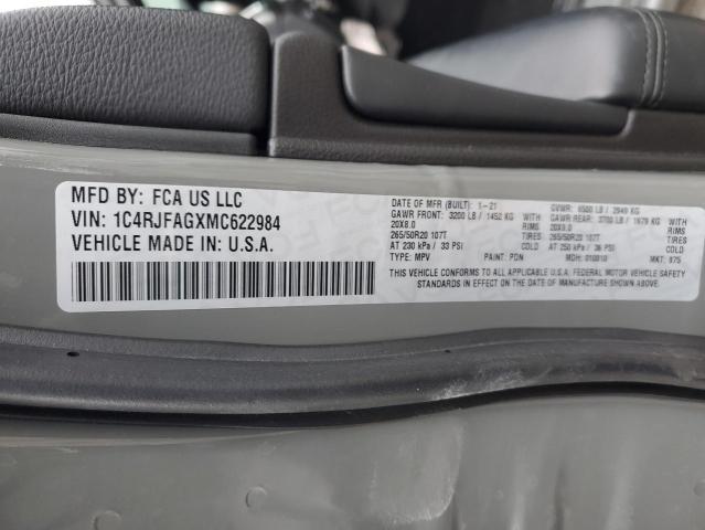 1C4RJFAGXMC622984 Jeep Grand Cherokee Laredo