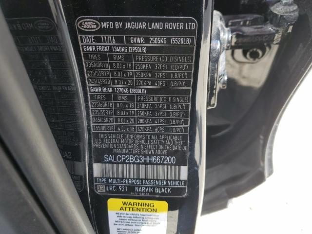 SALCP2BG3HH667200 Land Rover Discovery Sport Se