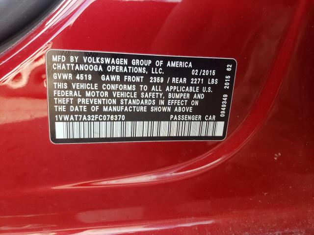 2015 VOLKSWAGEN PASSAT S - 1VWAT7A32FC076370