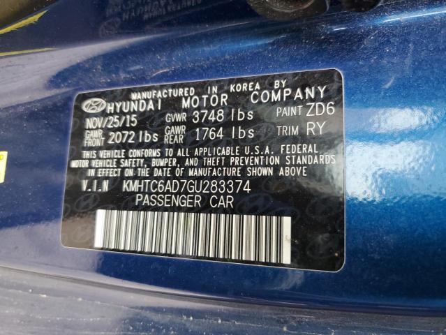 2016 HYUNDAI VELOSTER - KMHTC6AD7GU283374