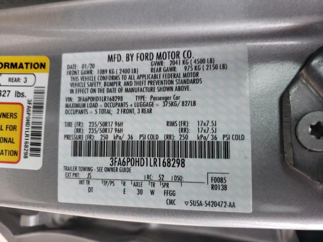 2020 FORD FUSION SE - 3FA6P0HD1LR168298
