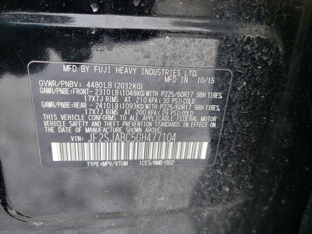 2016 SUBARU FORESTER 2 - JF2SJABC5GH477104