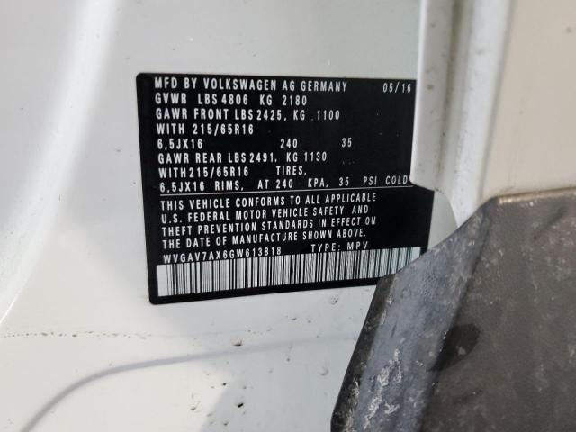 2016 VOLKSWAGEN TIGUAN S - WVGAV7AX6GW613818