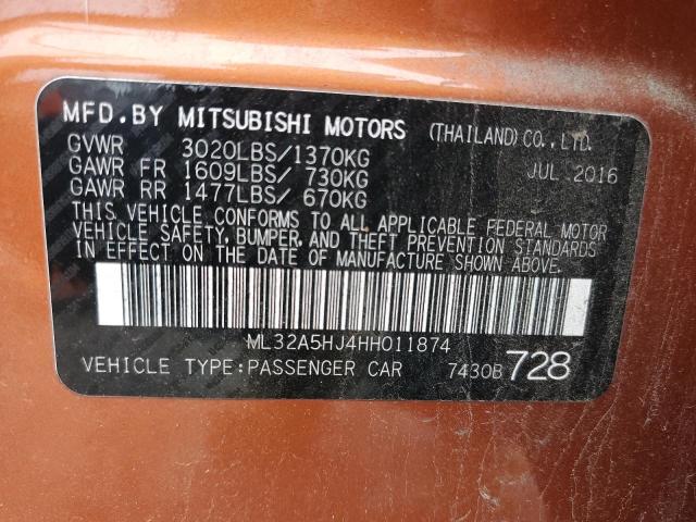 2017 MITSUBISHI MIRAGE GT ML32A5HJ4HH011874