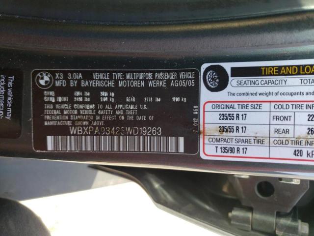 WBXPA93425WD19263 BMW X3 3.0I