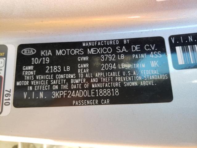 3KPF24AD0LE188818 | 2020 KIA FORTE FE