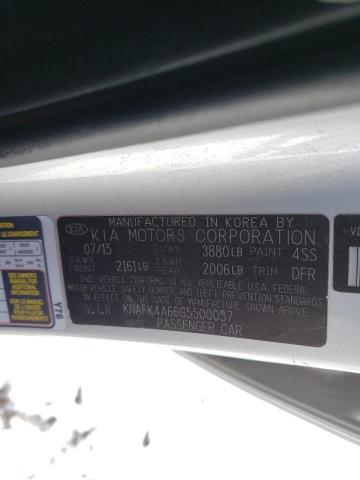 KNAFK4A66G5500057 KIA FORTE LX