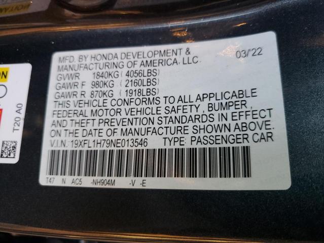 2022 HONDA CIVIC EXL - 19XFL1H79NE013546