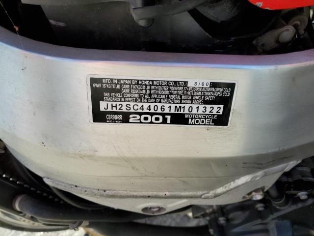 2001 HONDA CBR900 RR JH2SC44061M101322
