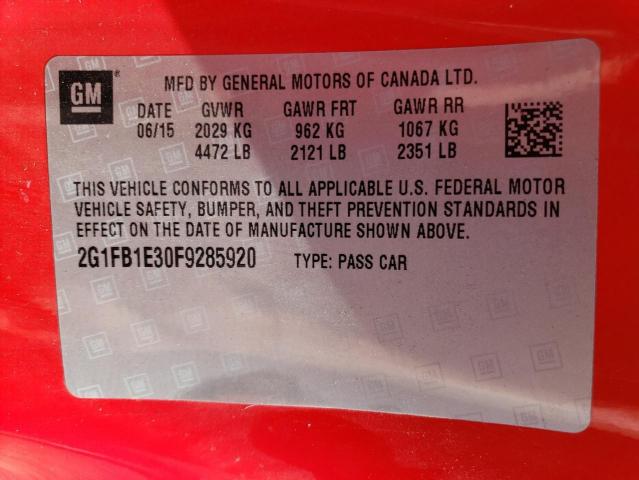 2015 CHEVROLET CAMARO LS - 2G1FB1E30F9285920