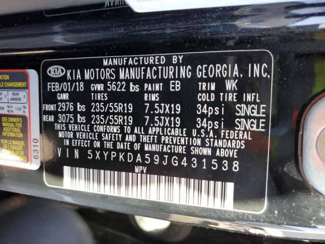 2018 KIA SORENTO SX - 5XYPKDA59JG431538