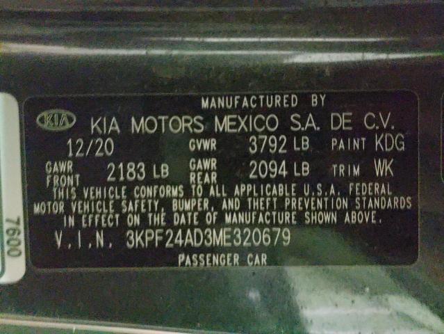 2021 KIA FORTE FE 3KPF24AD3ME320679
