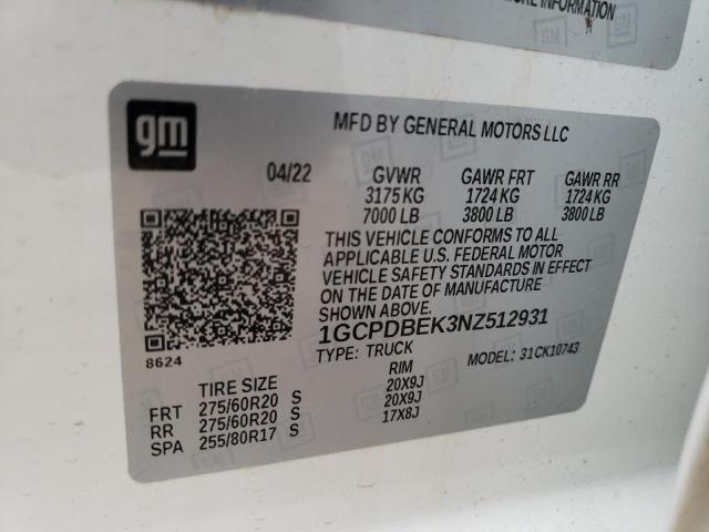 2022 CHEVROLET SLVRD 3500 1GCPDBEK3NZ512931