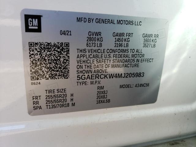 2021 BUICK ENCLAVE PR - 5GAERCKW4MJ205983