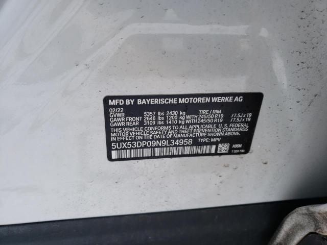 2022 BMW X3 XDRIVE3 - 5UX53DP09N9L34958
