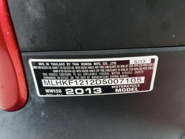 2013 HONDA PCX 150 MLHKF1212D5007105
