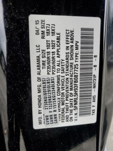 2015 HONDA ODYSSEY TO - 5FNRL5H93FB087725