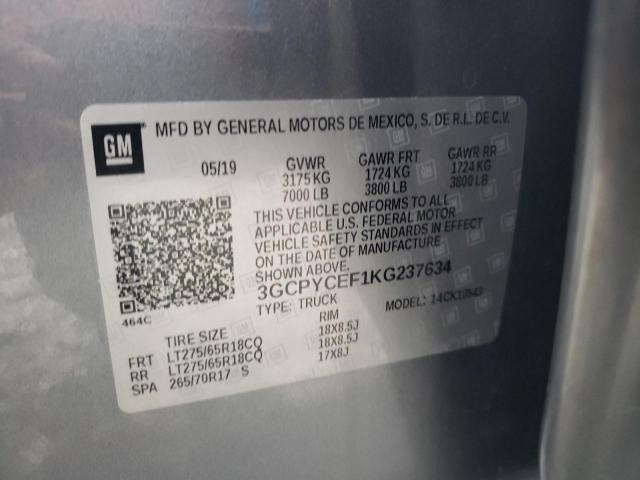 2019 CHEVROLET SILVER 4X4 3GCPYCEF1KG237634