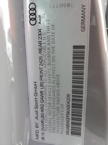 2019 AUDI RS3 WUABWGFF8KA904206