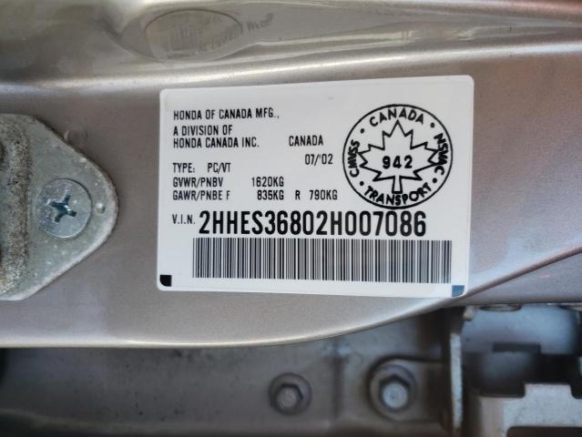 2HHES36802H007086 Acura 1.7el Premium