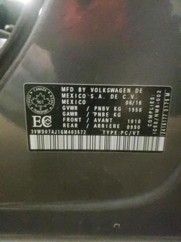 2016 VOLKSWAGEN JETTA COMF 3VWD07AJ1GM403572