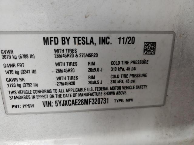 5YJXCAE28MF320731 Tesla MODEL X