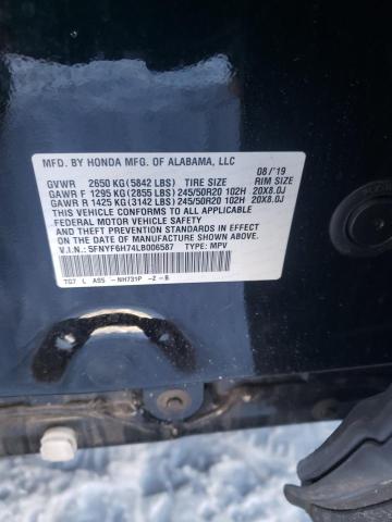 2020 HONDA PILOT BLAC - 5FNYF6H74LB006587