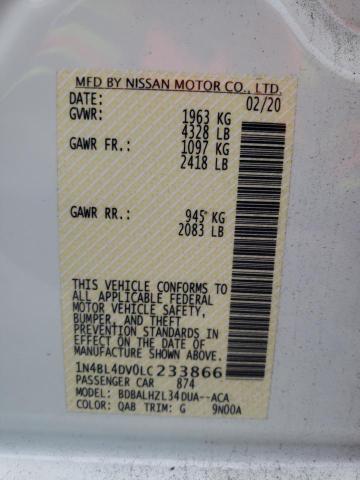 2020 NISSAN ALTIMA SV - 1N4BL4DV0LC233866