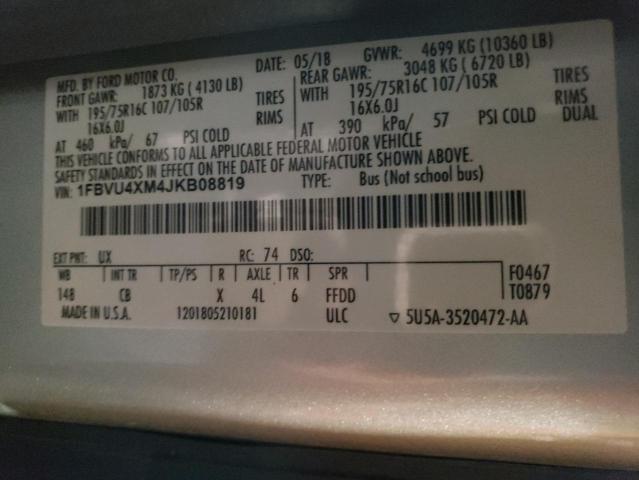 2018 FORD TRANSIT T- - 1FBVU4XM4JKB08819