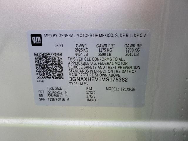 2021 CHEVROLET EQUINOX LS 3GNAXHEV1MS175382