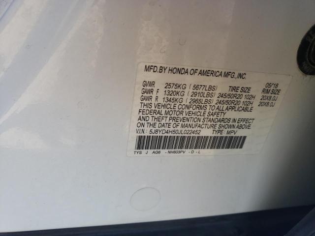 5J8YD4H50JL022452 Acura Mdx Technology
