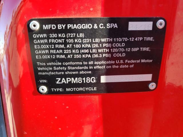2019 VESPA PRIMAVERA ZAPM818G1K5900136