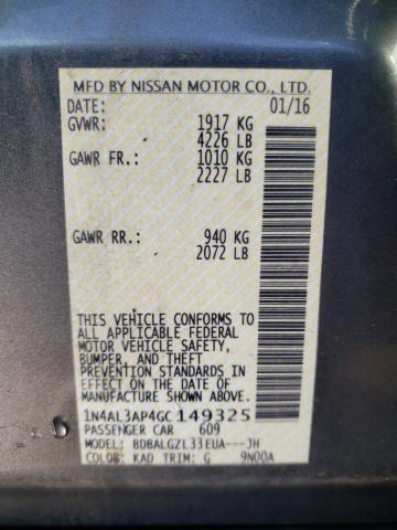 2016 NISSAN ALTIMA 2.5 1N4AL3AP4GC149325
