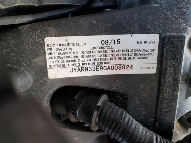 2016 YAMAHA FZ09 JYARN33E9GA008924