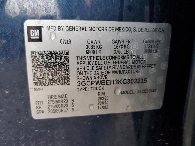 2019 CHEVROLET SILVERADO 3GCPWBEH3KG303215