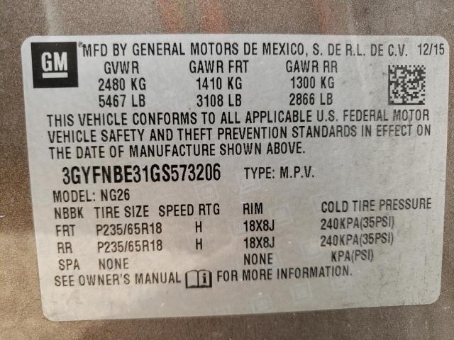 2016 CADILLAC SRX LUXURY - 3GYFNBE31GS573206