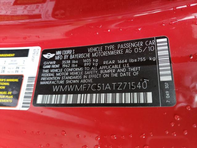 WMWMF7C51ATZ71540 Mini Cooper