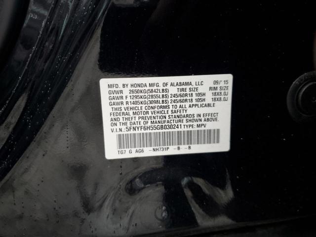 2016 HONDA PILOT EXL - 5FNYF6H55GB030241