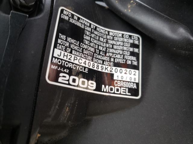 2009 HONDA CBR600 RR- JH2PC40889K200202
