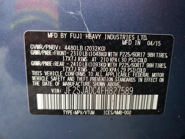 2015 SUBARU FORESTER 2 - JF2SJADC4FH827589