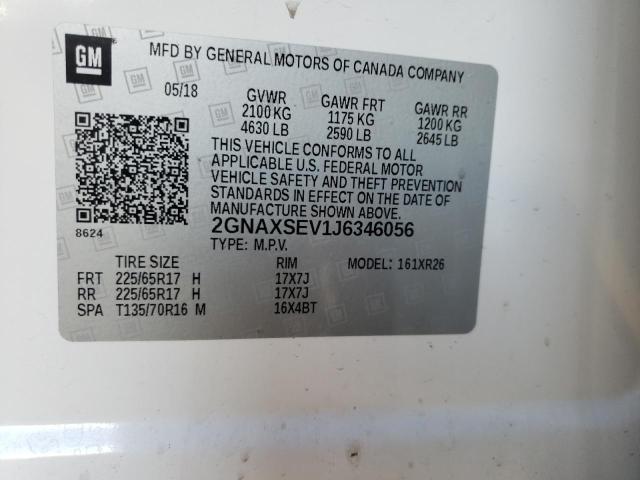 2018 CHEVROLET EQUINOX LT - 2GNAXSEV1J6346056