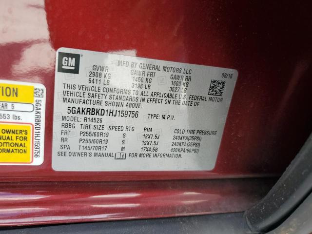 VIN 5GAKRBKD1HJ159756 2017 BUICK ENCLAVE no.14