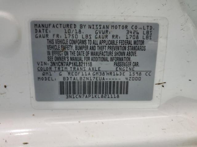 3N1CN7AP1KL821118 Nissan VERSA S