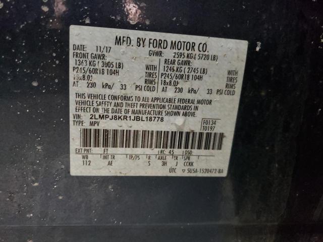 2LMPJ8KR1JBL18778 Lincoln MKX