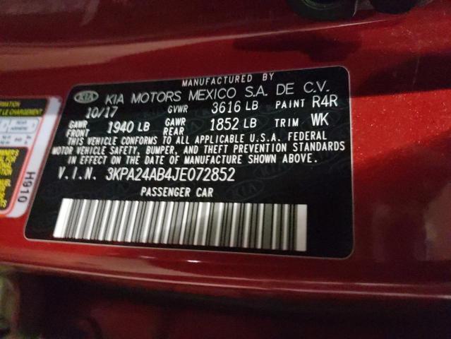 3KPA24AB4JE072852 KIA RIO LX
